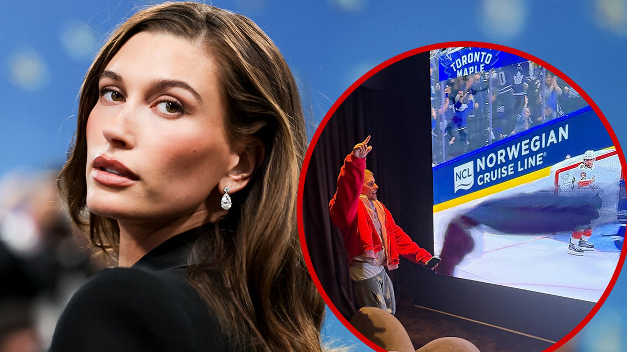 Justin Bieber Watches NHL Game as Wife Hailey Hits Met Gala With Martini Glass