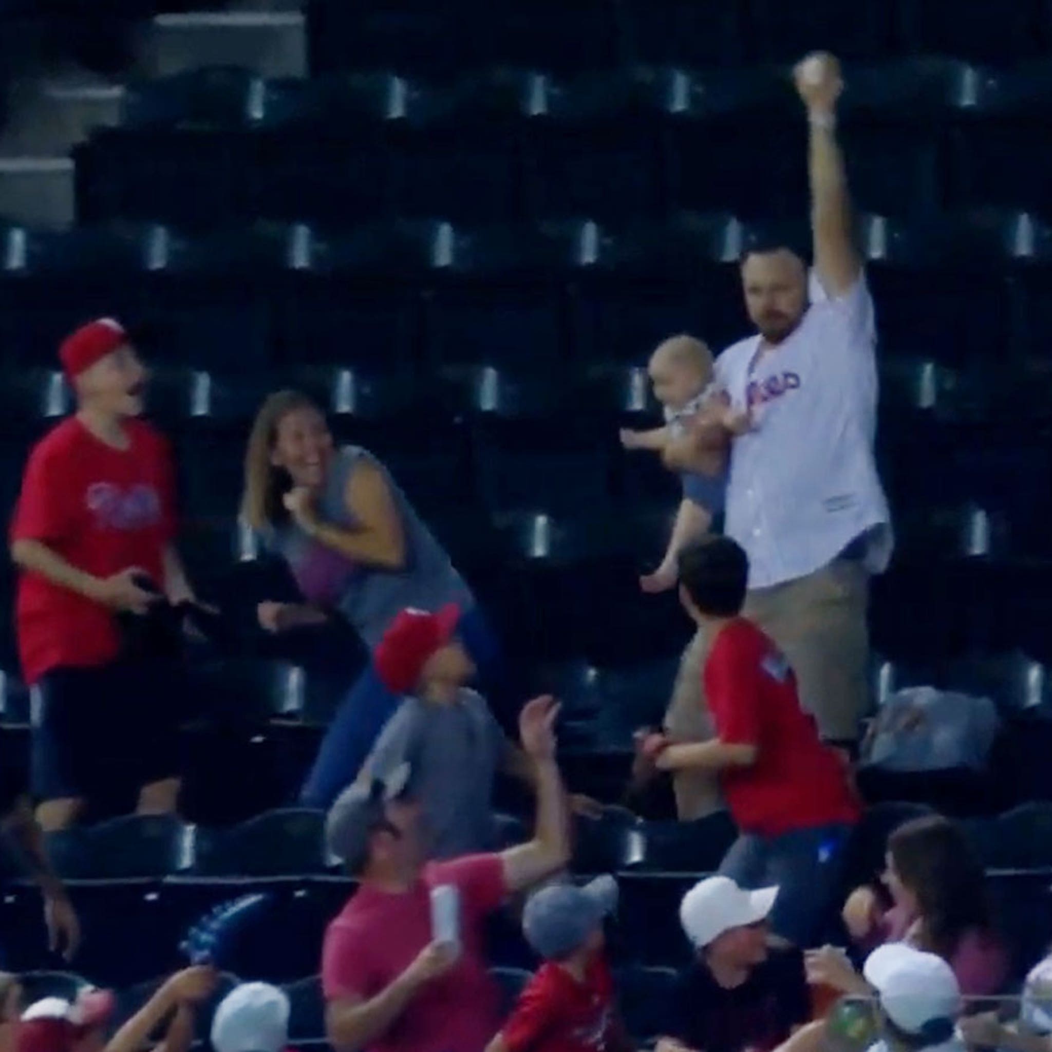 Dad Holding Baby Catches Foul Ball With 1 Hand Amazing Video