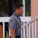 Armie Hammer hangs out in the Cayman Resort office