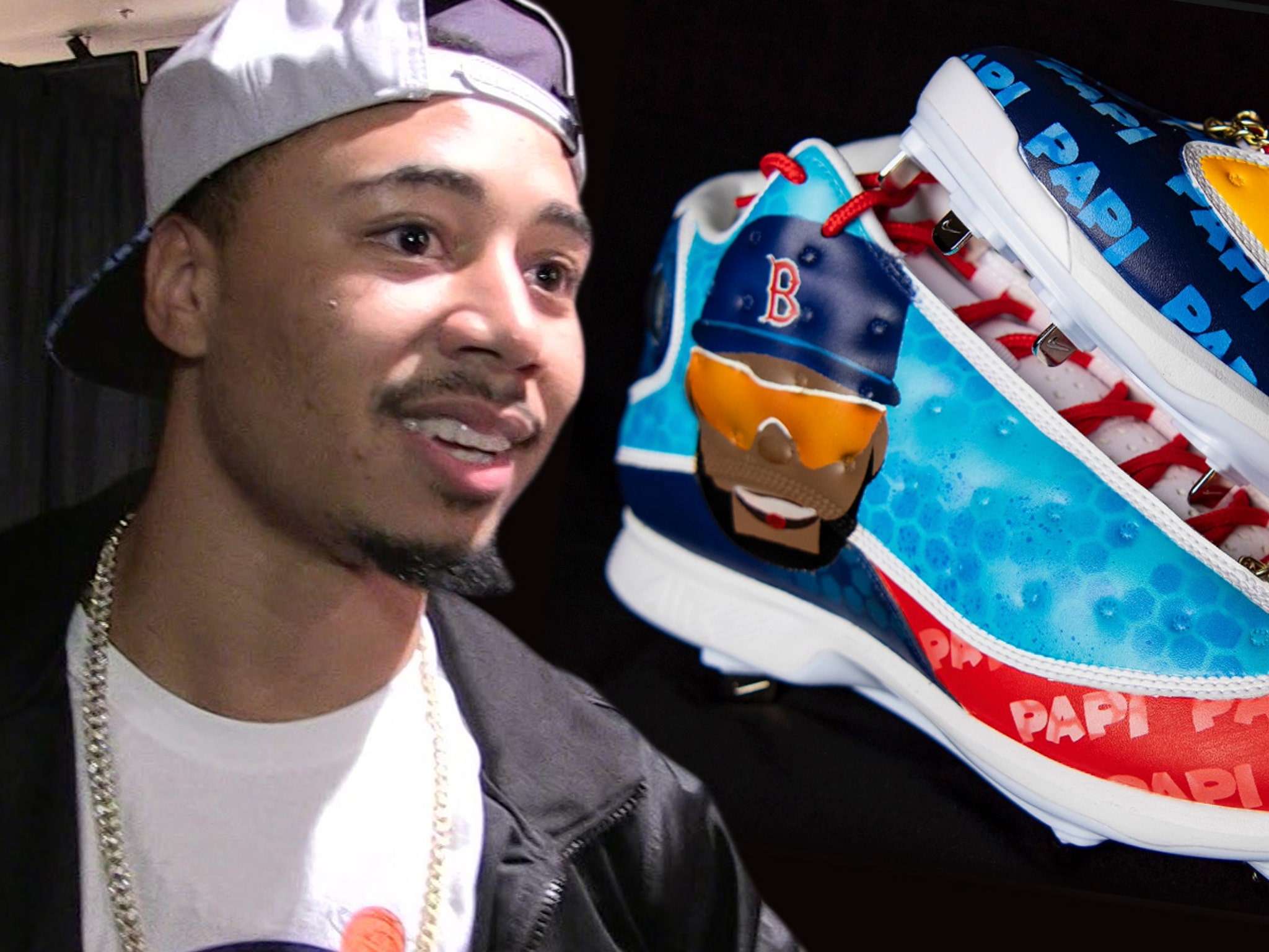 Mookie Betts honors David Ortiz with custom cleats during MLB