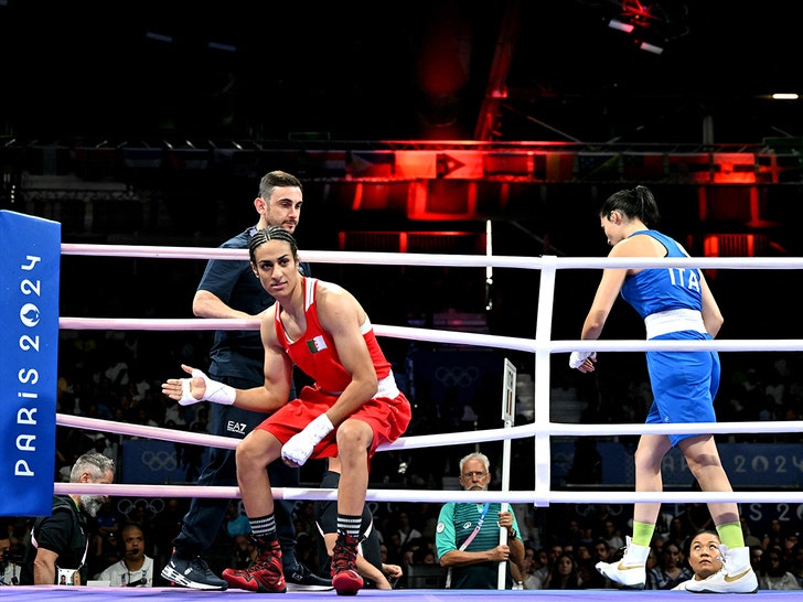 Imane Khelif of Team Algeria and Angela Carini of Team Italy  boxing getty 3