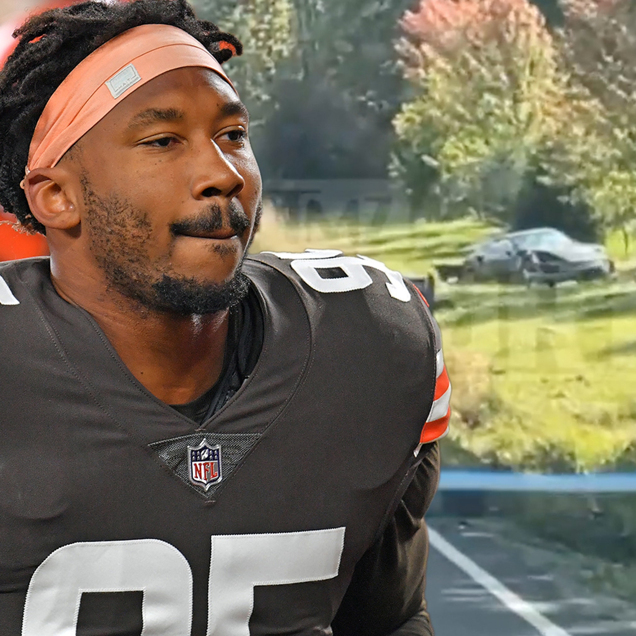 Browns DE Myles Garrett hospitalized after crashing Porsche, flips