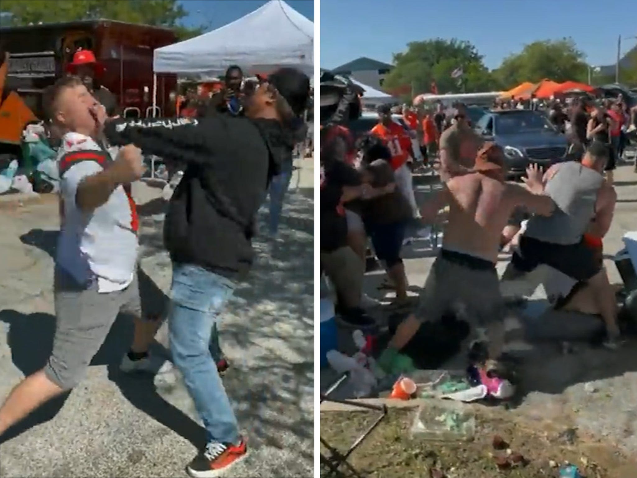 Texans fans at tailgate parties before game against Browns