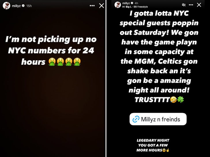 millyz celtics instagram story split sub