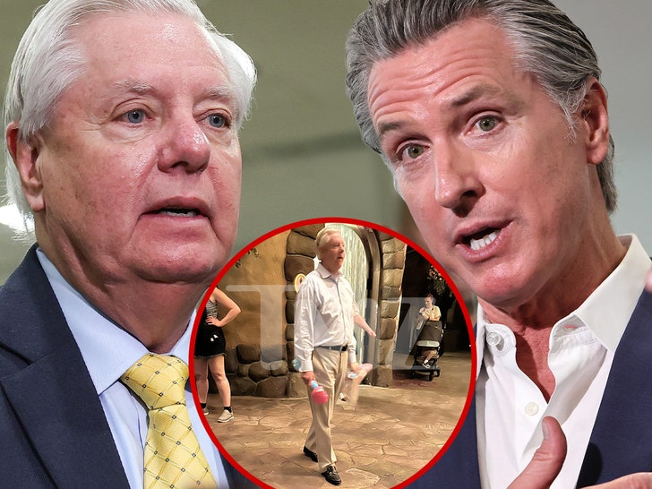 lindsey graham and gavin newsom facing off getty comp