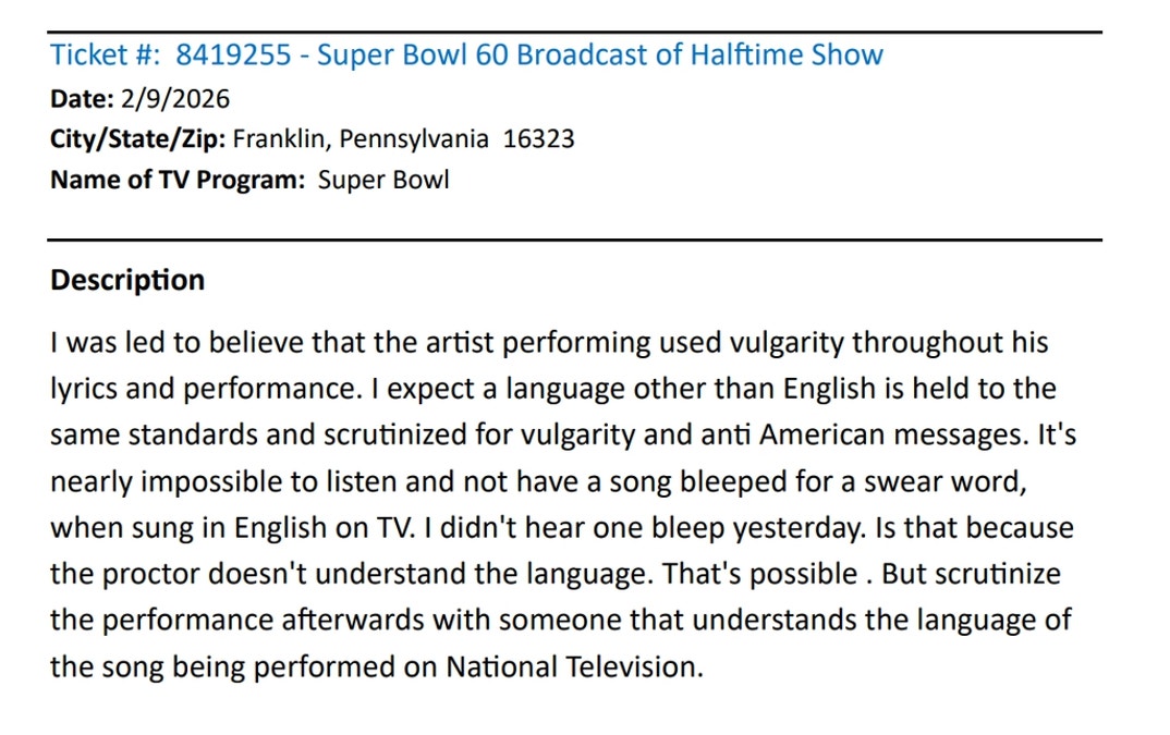 Super Bowl Half Time Complaints 16