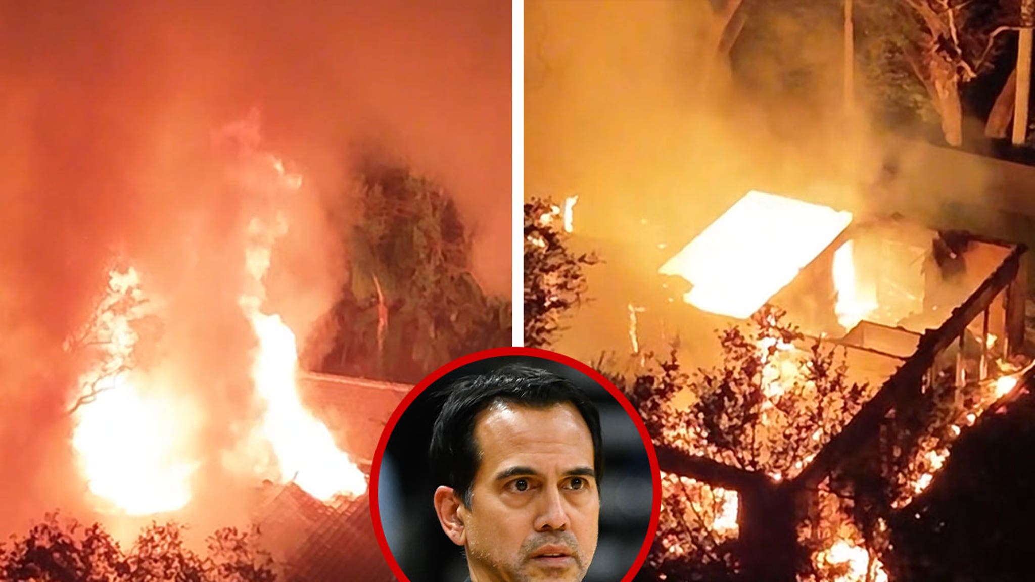 Equipos luchan contra un enorme incendio en la casa del entrenador del Miami Heat, Erik Spoelstra, en video