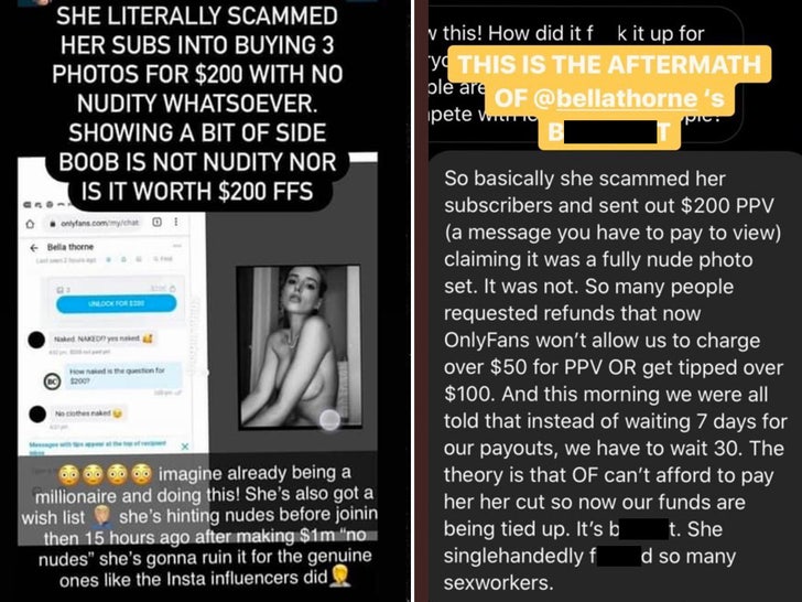 Bella Thorne S Onlyfans Account Pissing Off Sex Workers