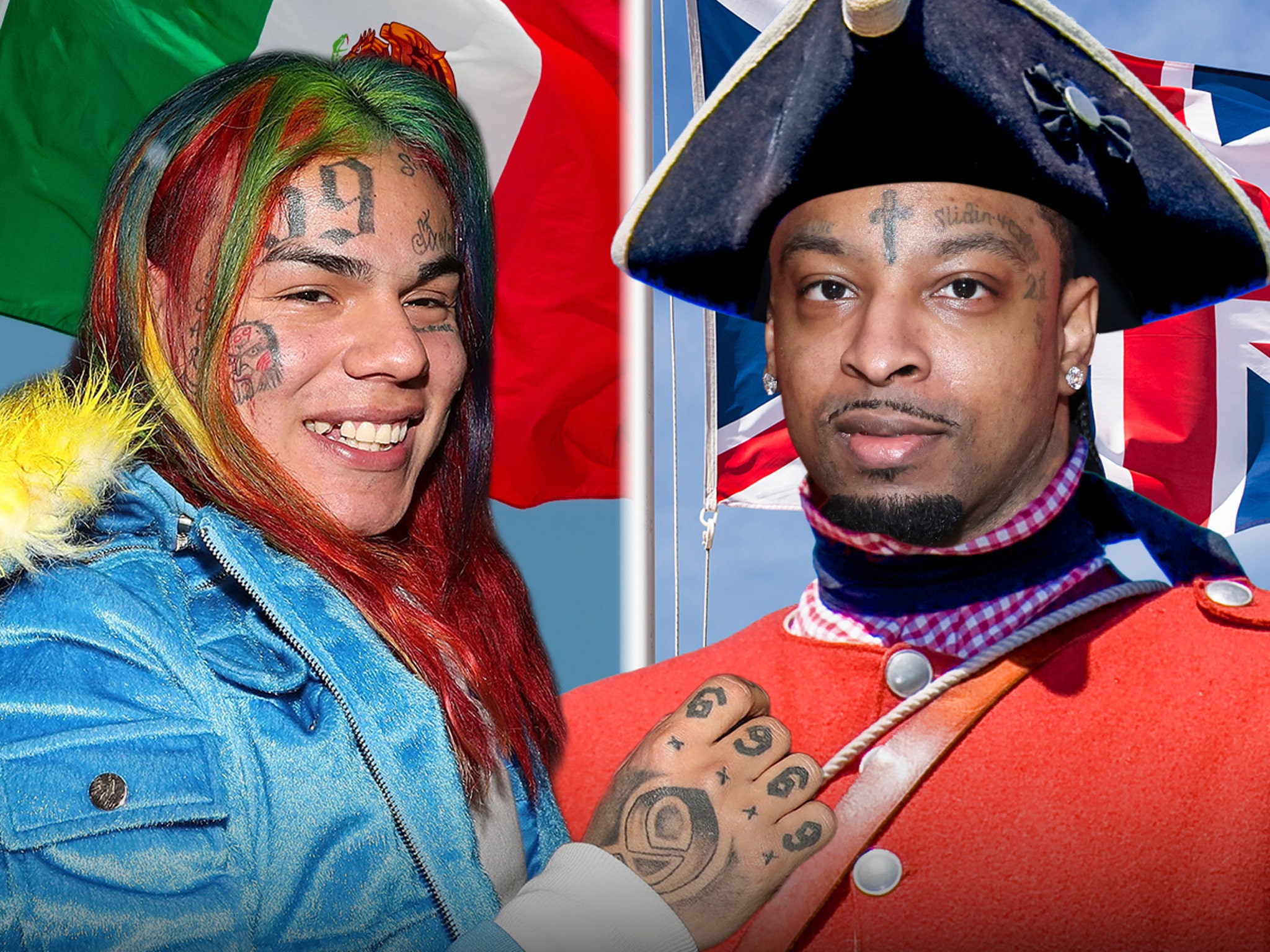 Tekashi 6ix9ine Mocks 21 Savage for Being British After 'Mexican