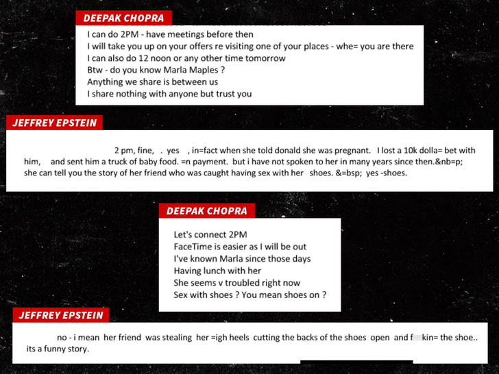 Deepak Chopra Jeffrey Epstein zapato bajo doj