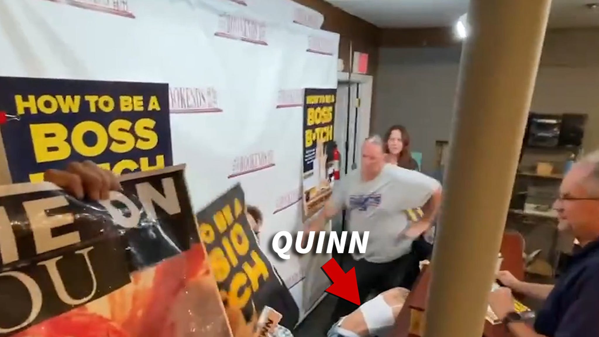 ‘Selling sunset’ star Christine Quinn hides under the desk of anti-fur protesters