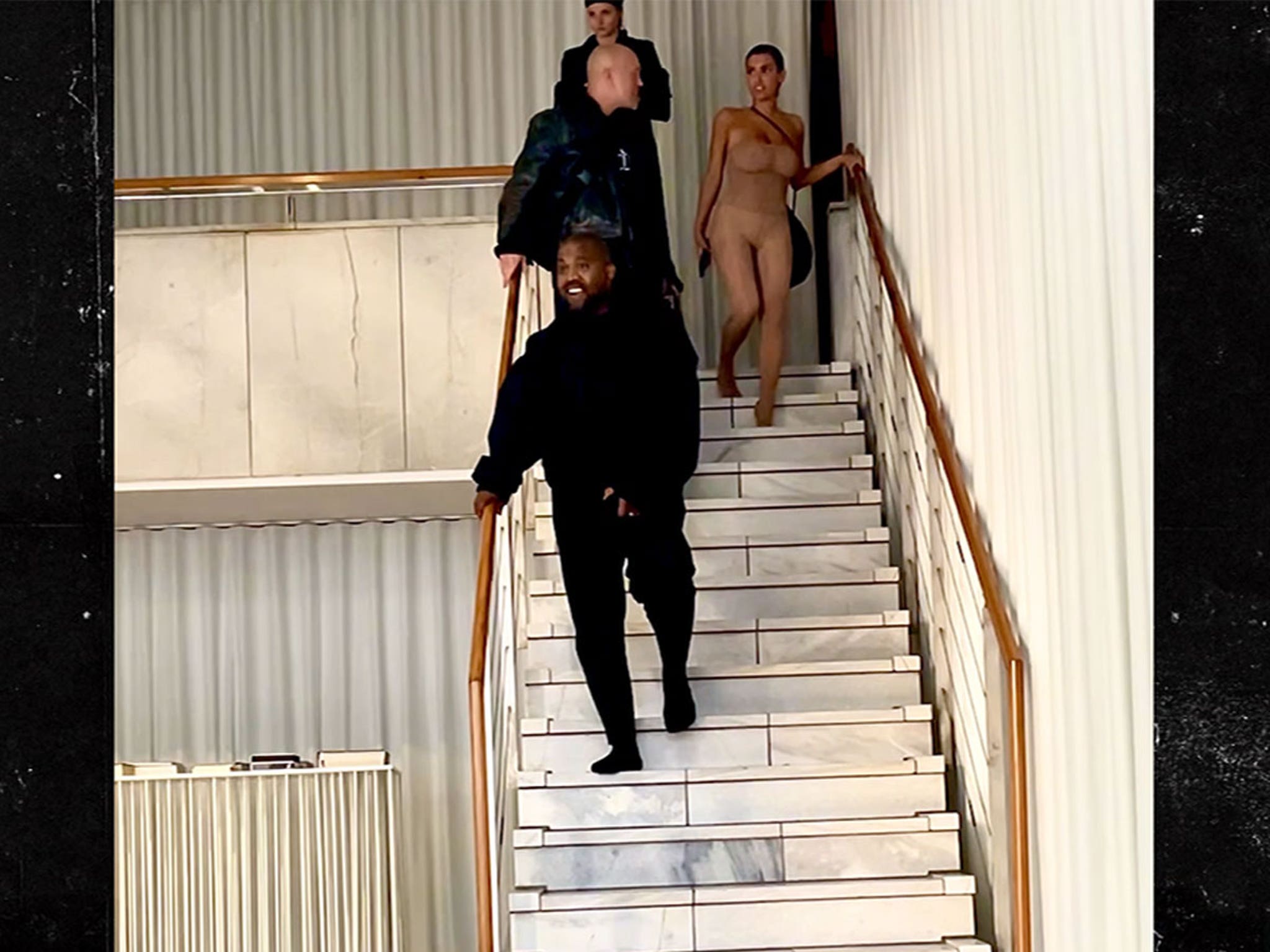 Bianca Censori Shows Off Bare Breasts in Sheer Top With Kanye West