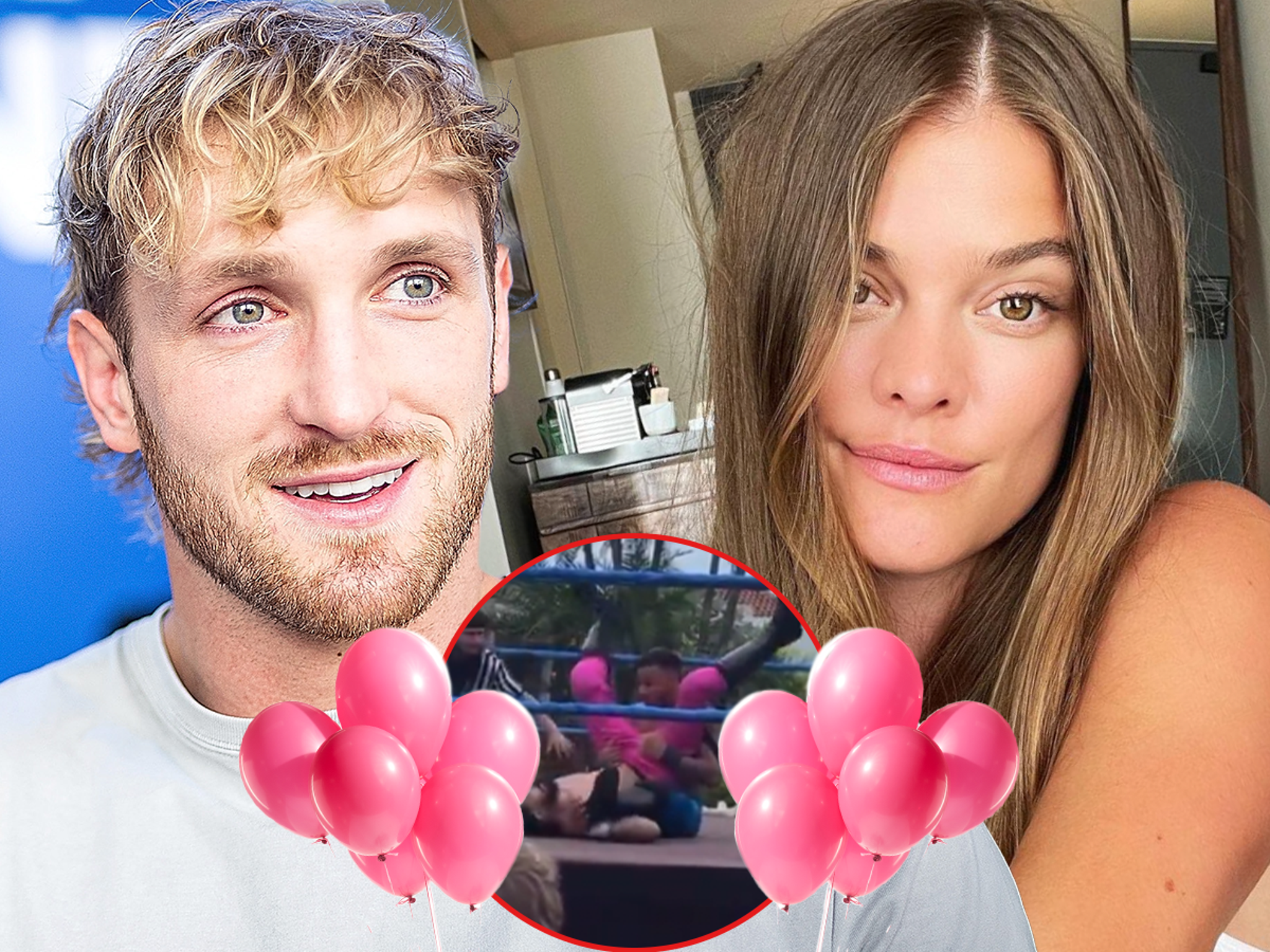 Logan Paul and Nina Agdal Hold Gender Reveal Wrestling Match