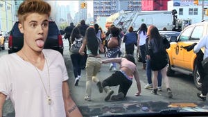 Justin Bieber -- Running of the Beliebers Ends with Ugly Spill