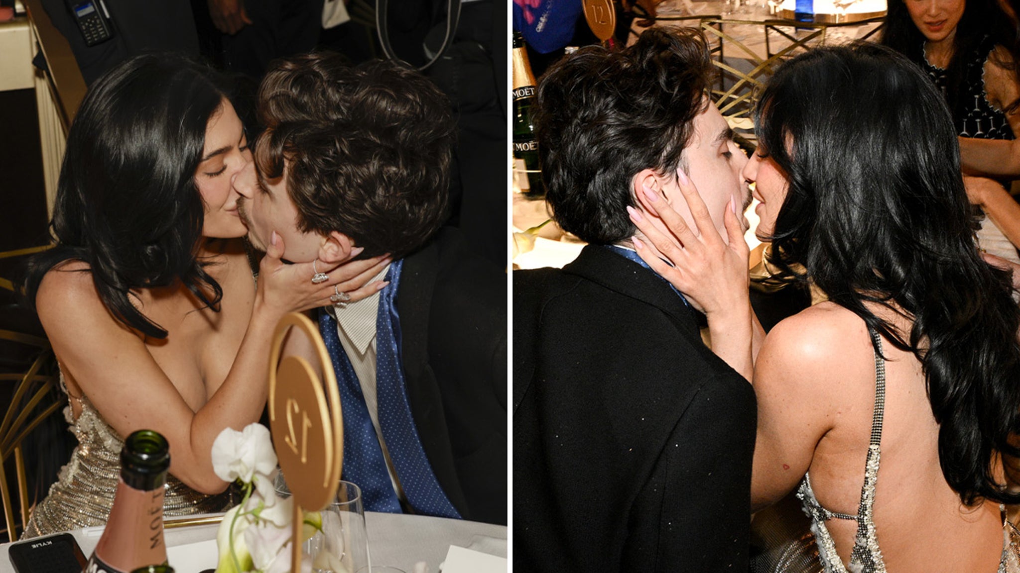 Kylie Jenner and Timothée Chalamet Share Big Kiss During Golden Globes