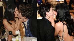 Timothée Chalamet And Kylie Jenner Kissing At A Table Inside The Golden Globes