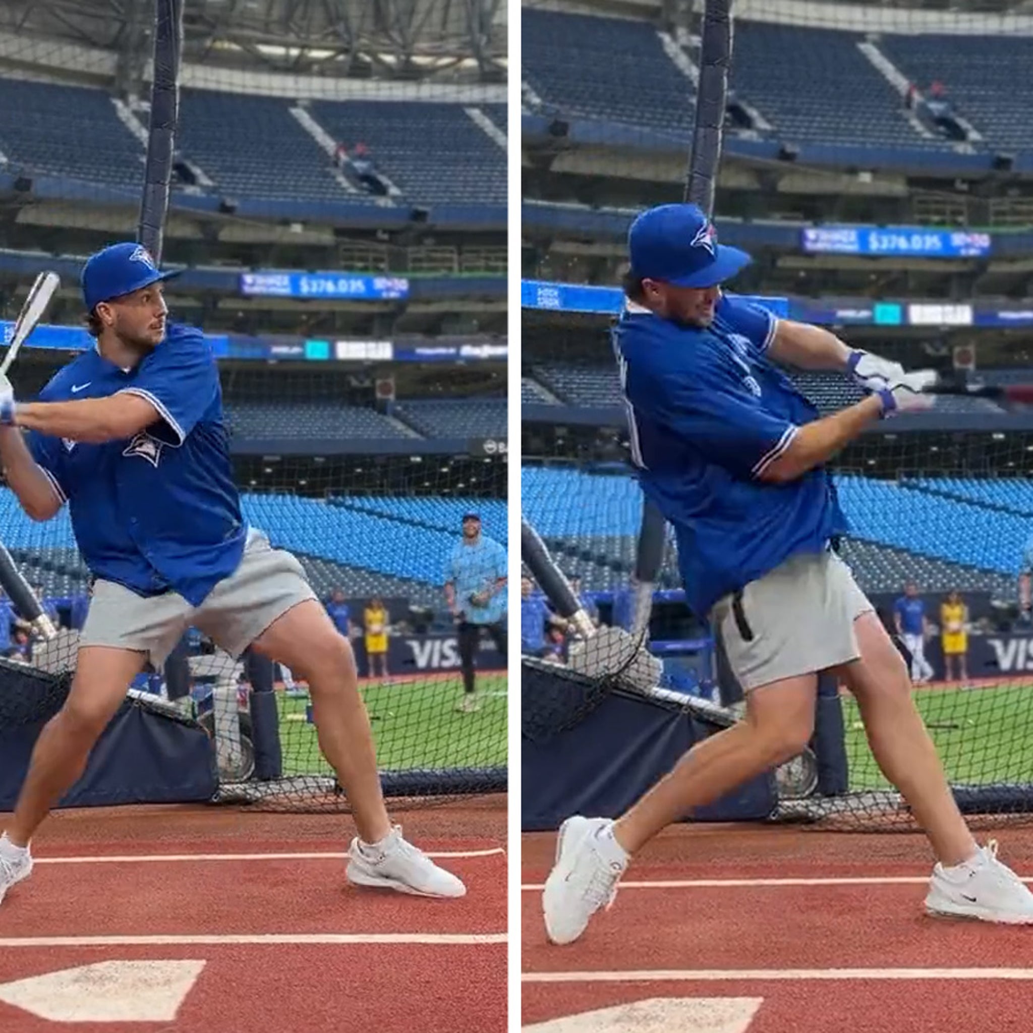 Josh Allen, Bills QBs hit batting practice home runs prior to Blue Jays vs.  Yankees game