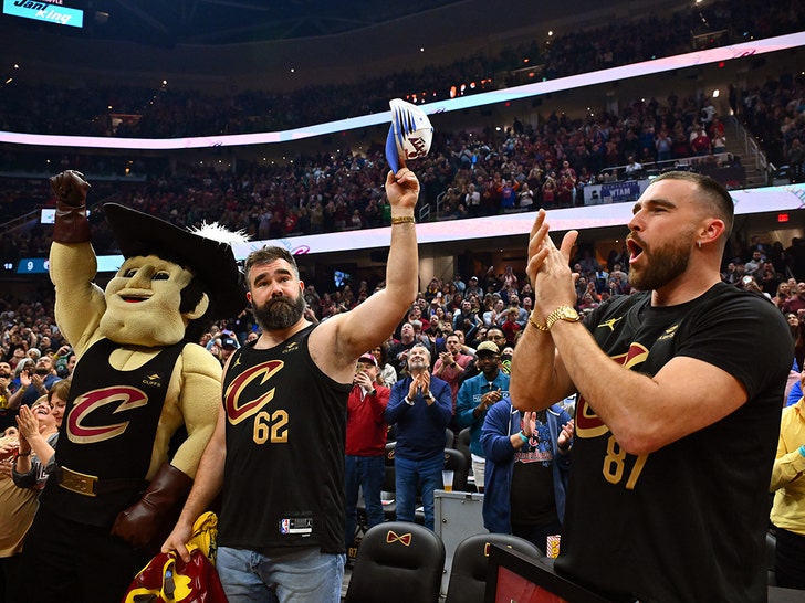 jason and travis kelce at cavs game
