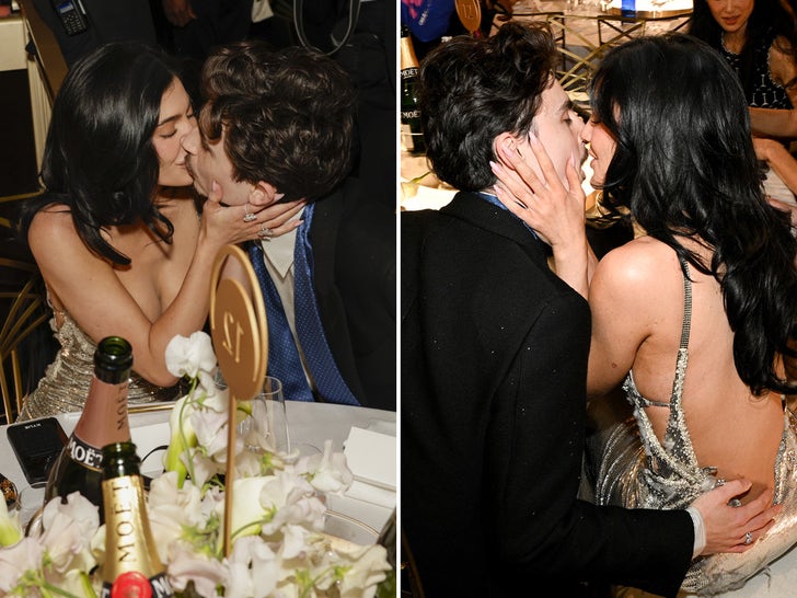 Timothée Chalamet & Kylie Jenner Kissing At The 2025 Golden Globes