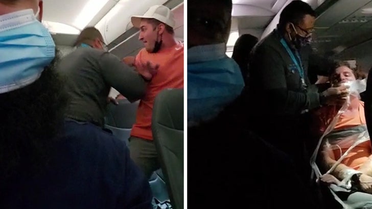 airplane passenger duct taped to seat