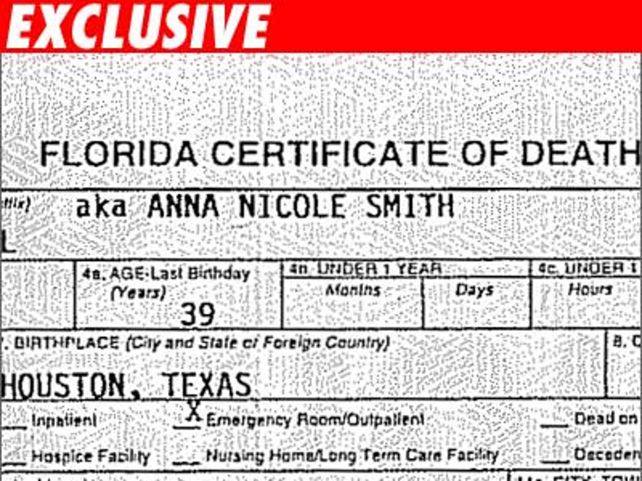 Anna Nicole S Death Certificate