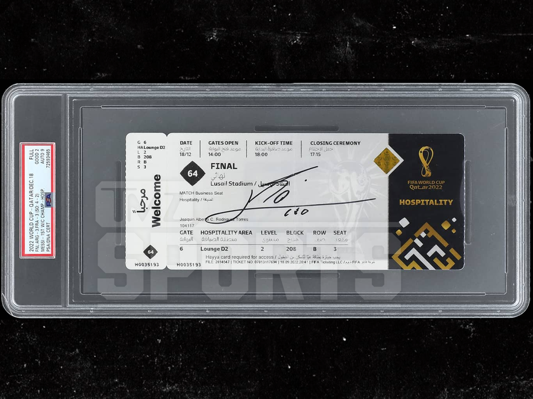 Lionel Messi Signed 2022 World Cup Final Ticket Hits Auction Block