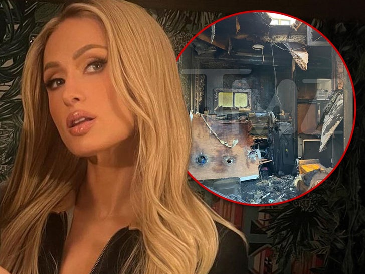 El tráiler de Paris Hilton se incendia en el set del nuevo vídeo musical