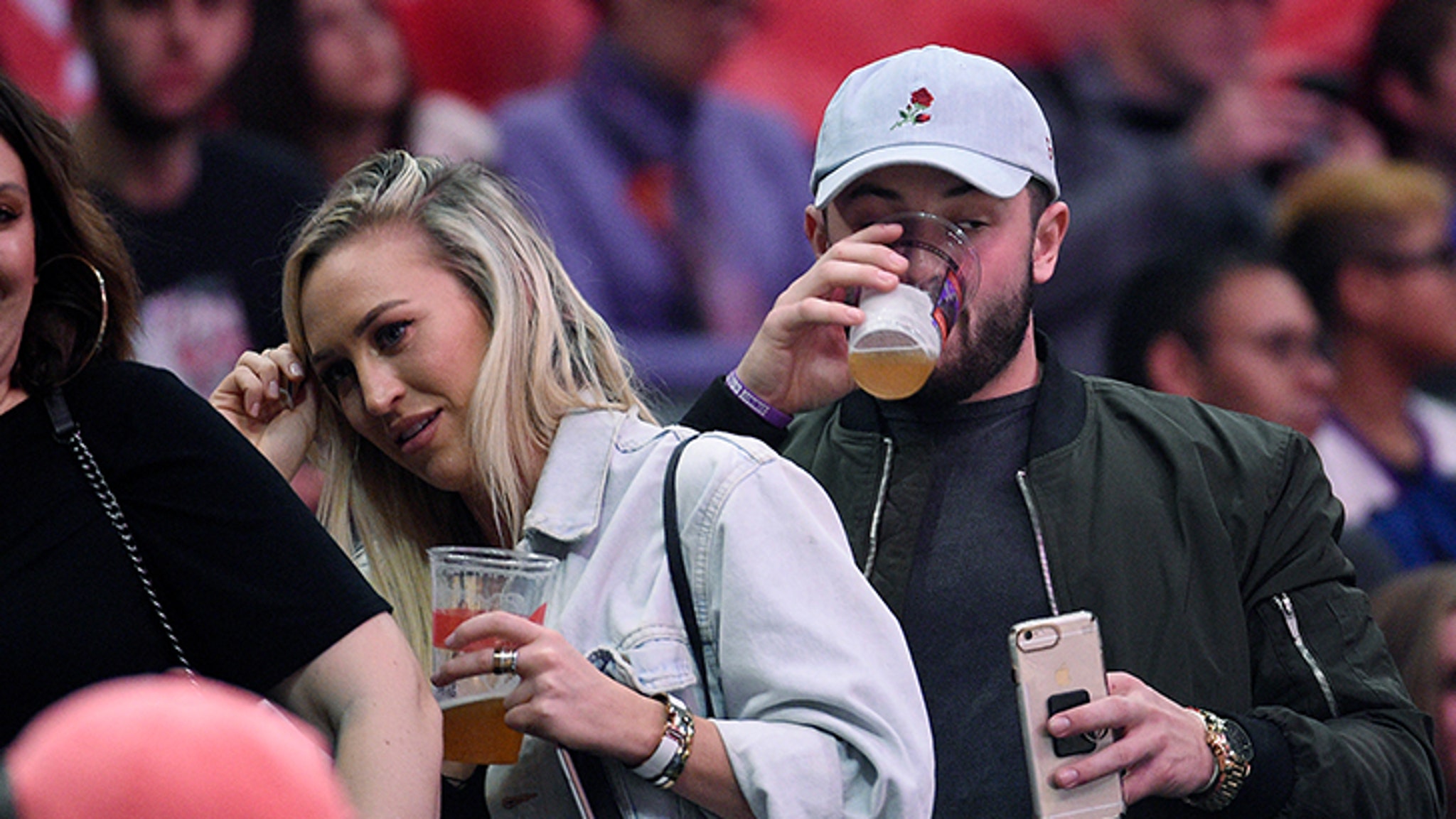 Baker Mayfield Crushes Beers At Clippers Game With Hot