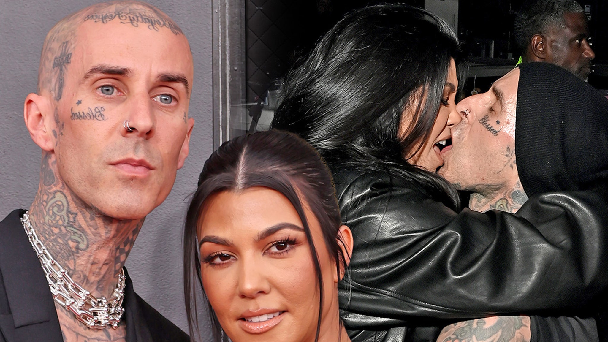 Kourtney Kardashian, Travis Barker Make Out at FanDuel Spotify Super Bowl Bash