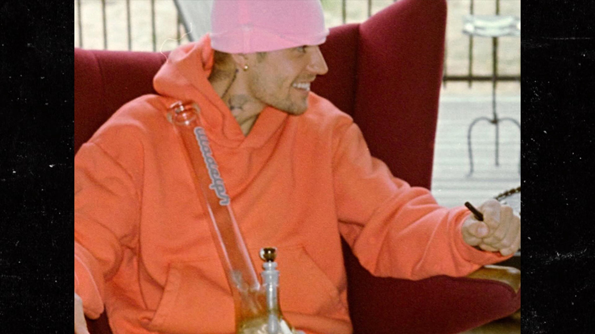 Justin Bieber Smiles With a Bong While Creating Music in Iceland