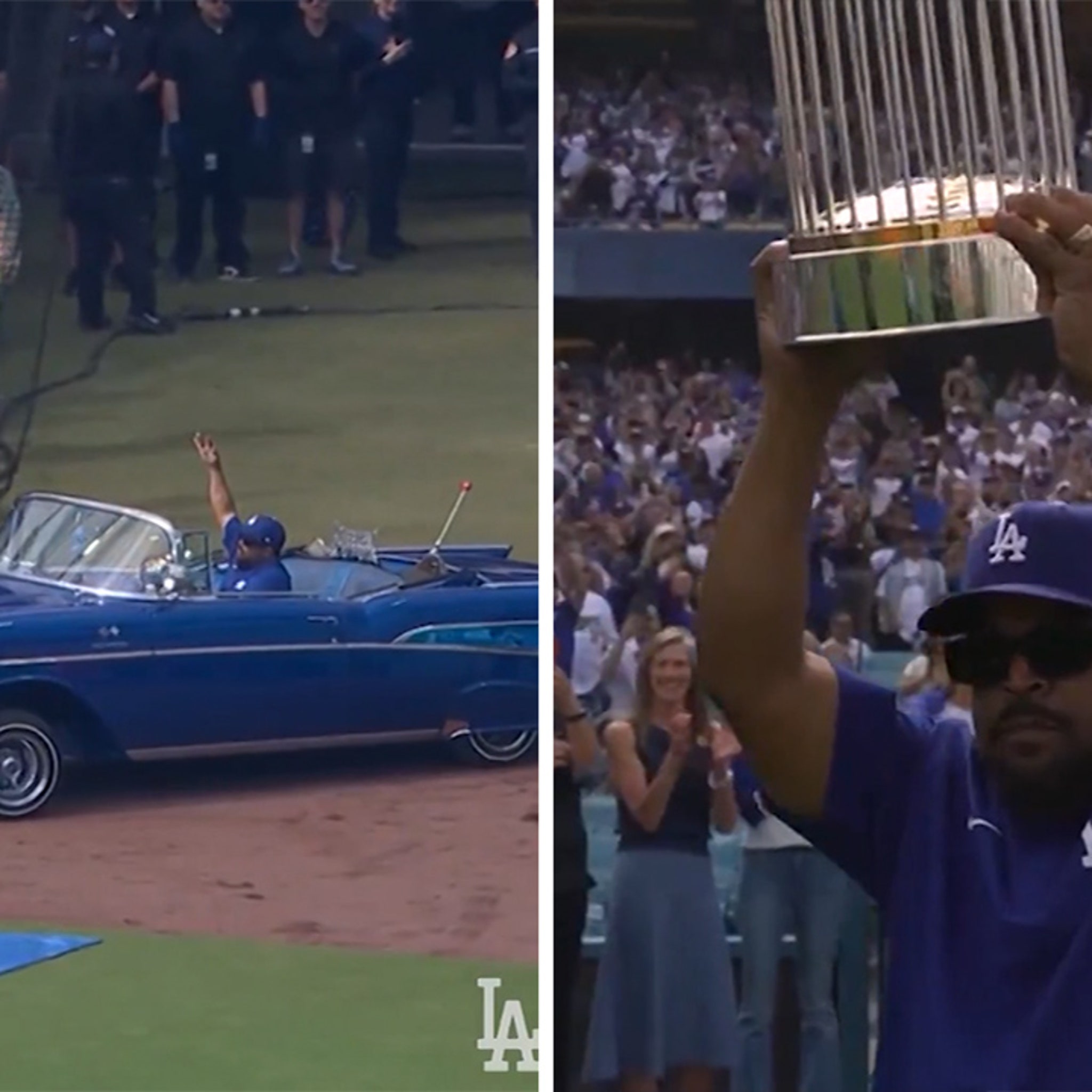 Ice Cube Delivers World Series Trophy In L.A. Style At