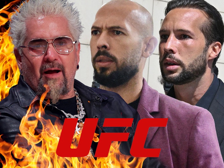 Guy Fieri in flames with the Tate Bros. and the UFC getty comp