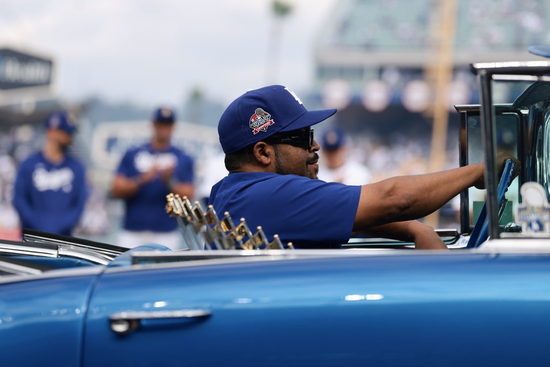 Ice Cube Delivers World Series Trophy in Style at Dodger Stadium