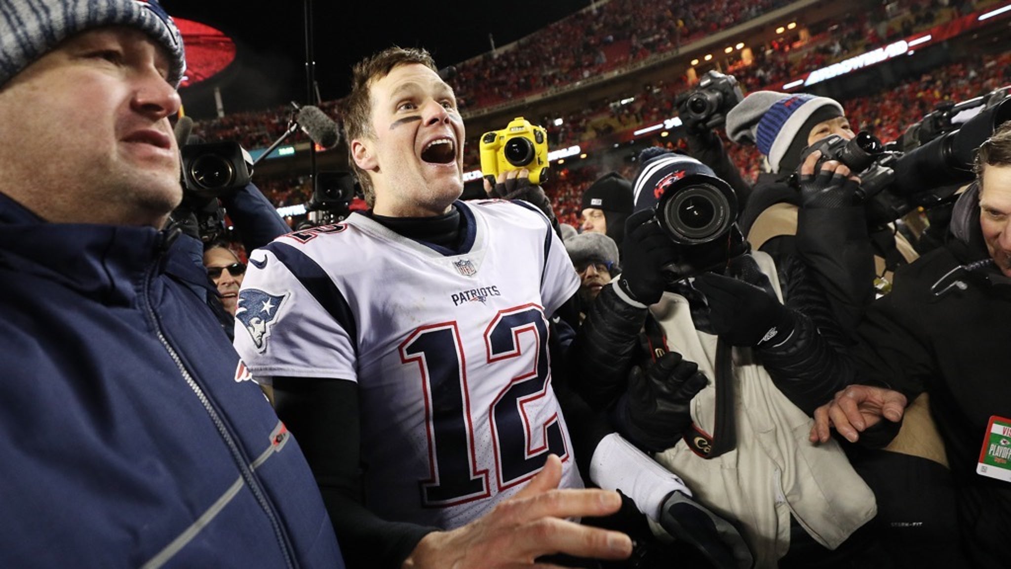 Tom Brady Celebrates Win Over Chiefs