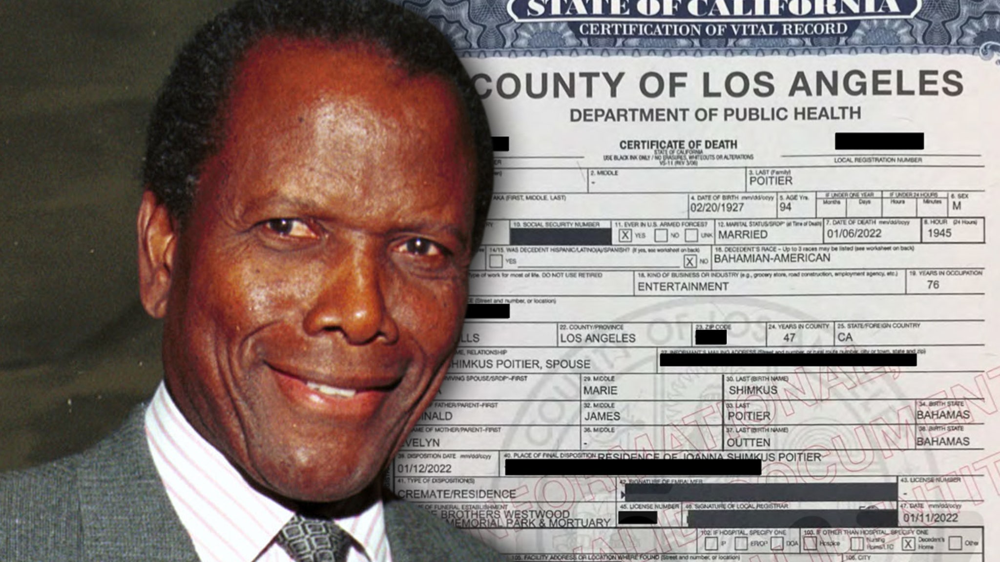 Sidney Poitier Died of Heart Failure, Dementia and Prostate Cancer - TMZ : Beloved actor Sidney Poitier died from a combination of heart failure, Alzheimer's dementia and prostate cancer ... according to his death certificate.  | Tranquility 國際社群