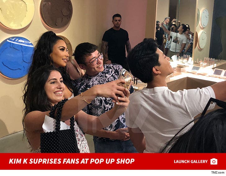Kim Kardashian Surprises fans at Pop Up Shop in Los Angeles