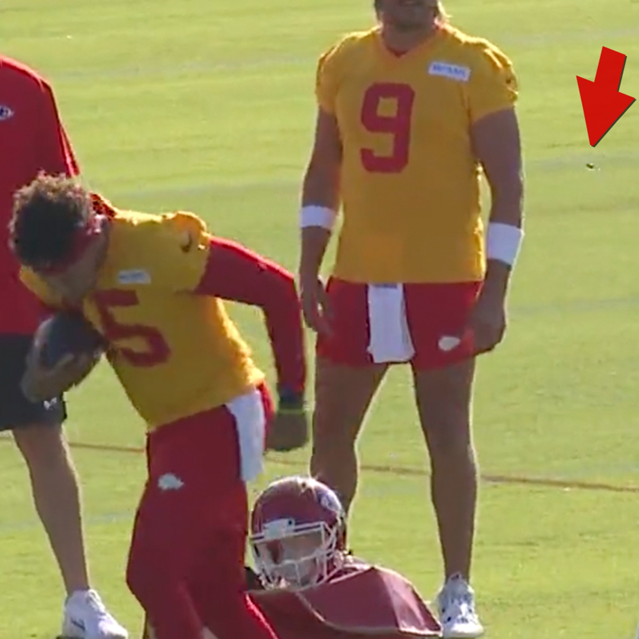 Patrick Mahomes Freaks Out Over Bee At Chiefs Practice photo