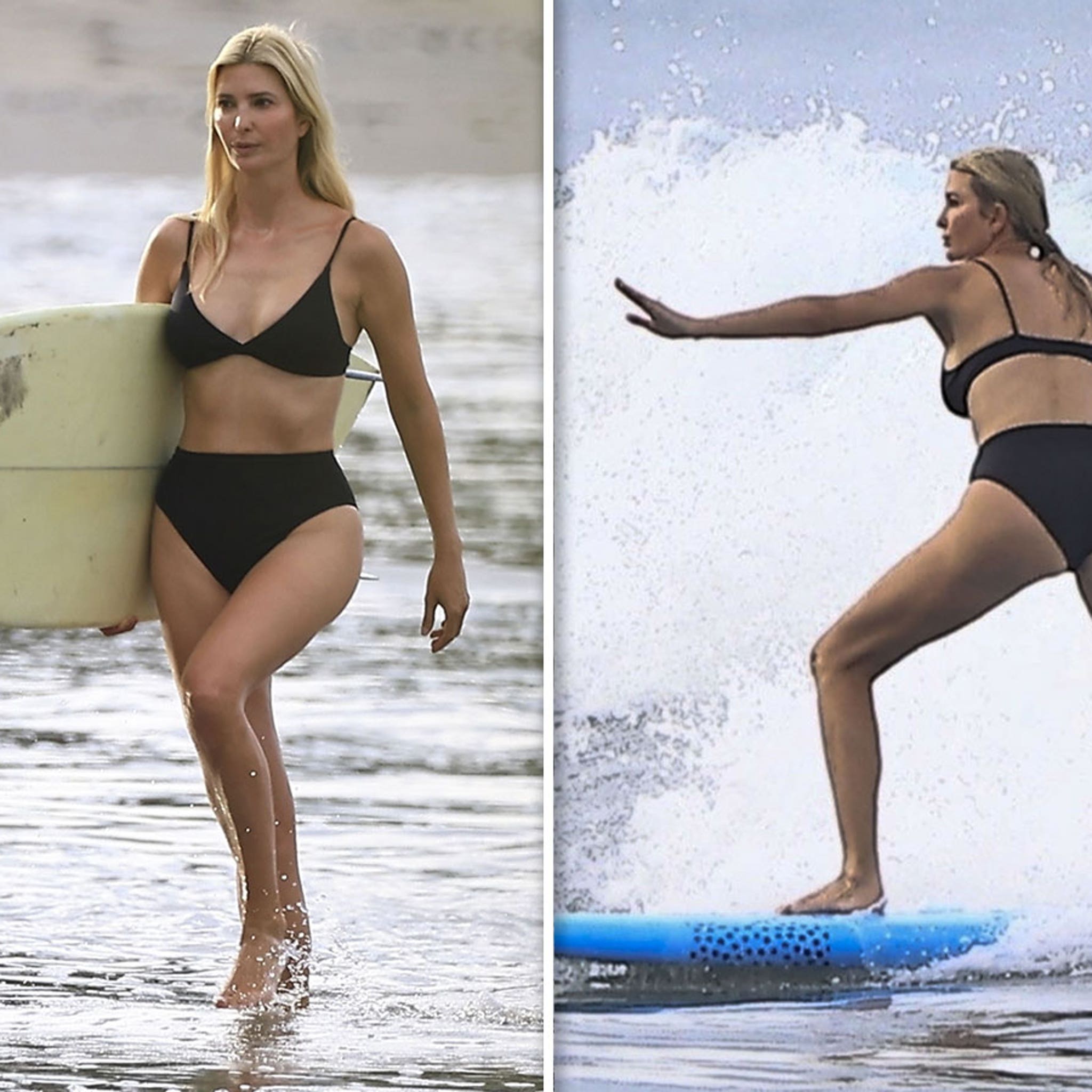 Ivanka Trump Heads Back to the Beach in Black Bikini, Surfing Again, image size:2048x2048