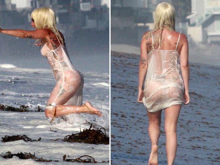 Lady Gaga Gets Soaked and Almost Naked for Malibu Photo Shoot pic