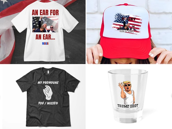 Donald Trump Sparatoria Assassinio Abbigliamento Merch Cappelli In Vendita foto