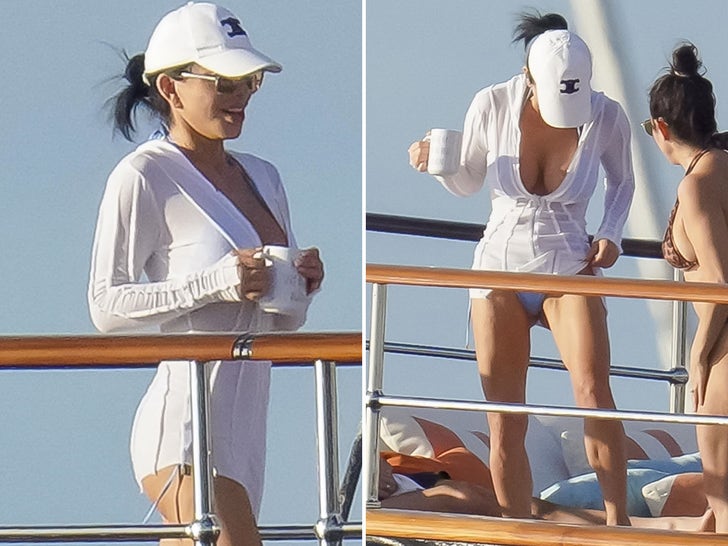 Jeff Bezos & Lauren Sanchez Topside On Koru Yacht In St. Barts