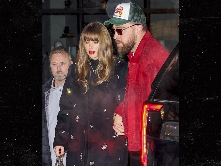 Taylor Swift e Travis Kelce chegam ao Chez Margaux para jantar