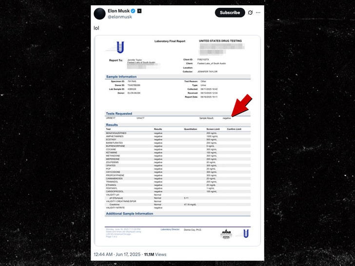 Elon Musk Negativo Teste de Urina X 1