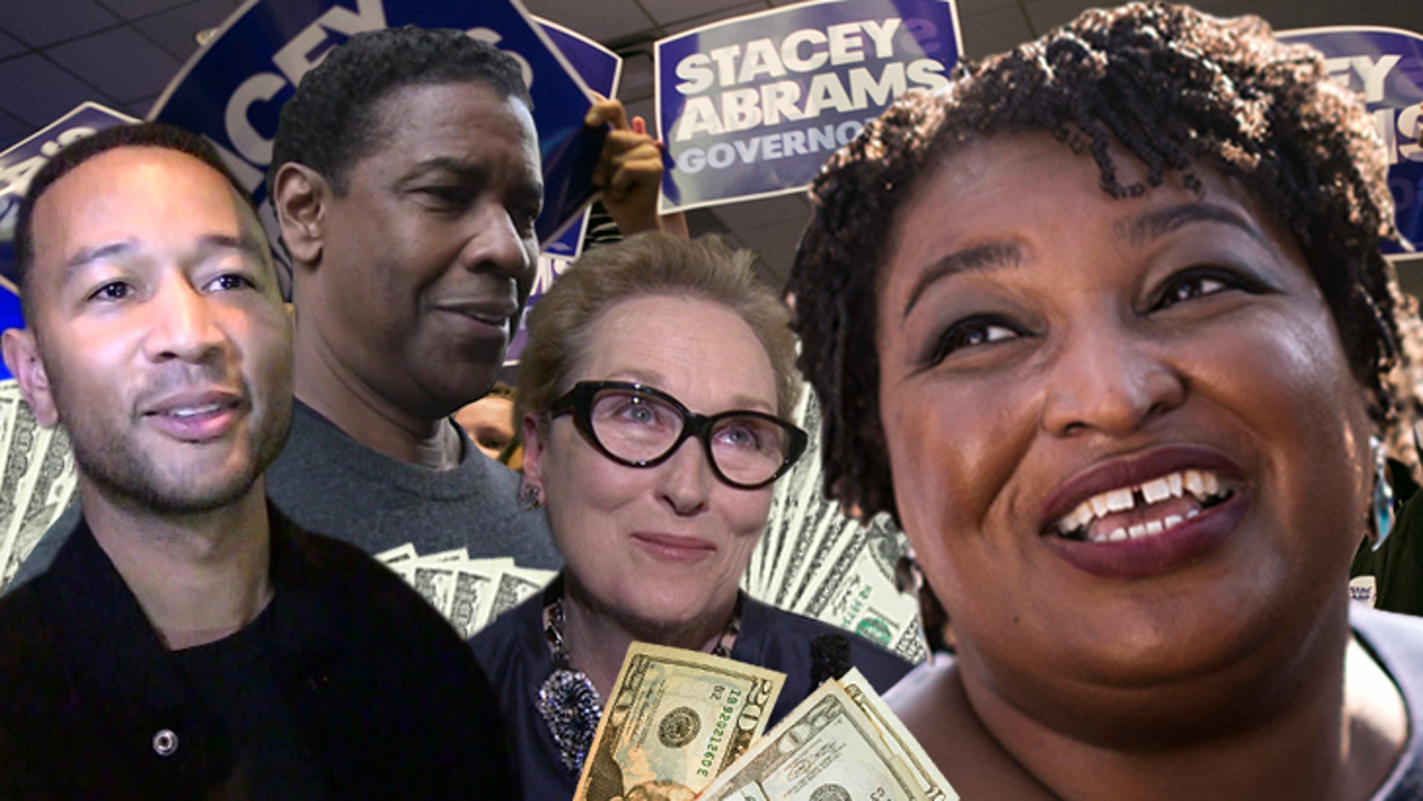 Stacey Abrams Banking on Legend, Washington, Streep to Be First Female Blac...