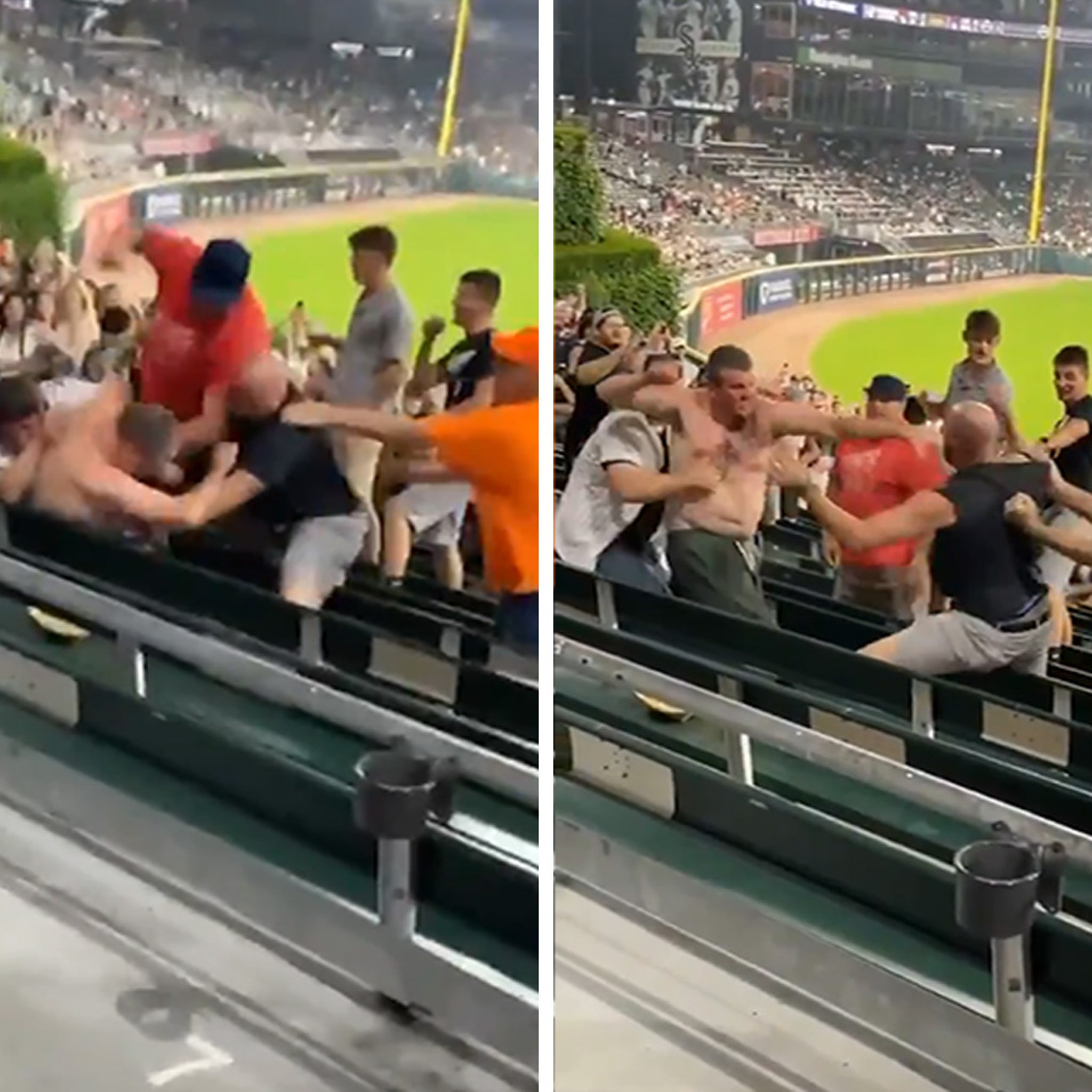 HUGE brawl breaks out at Chicago White Sox baseball game as male and female  fans swing punches