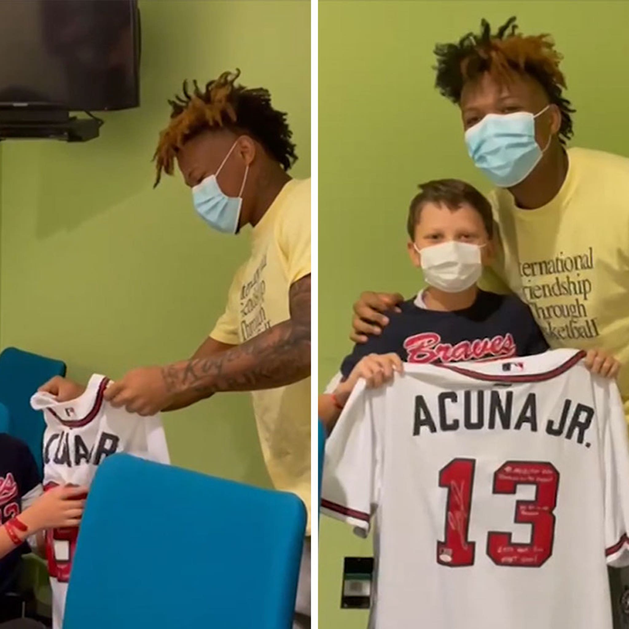 Ronald Acuña Jr. rocked the baby after his single off of Johan