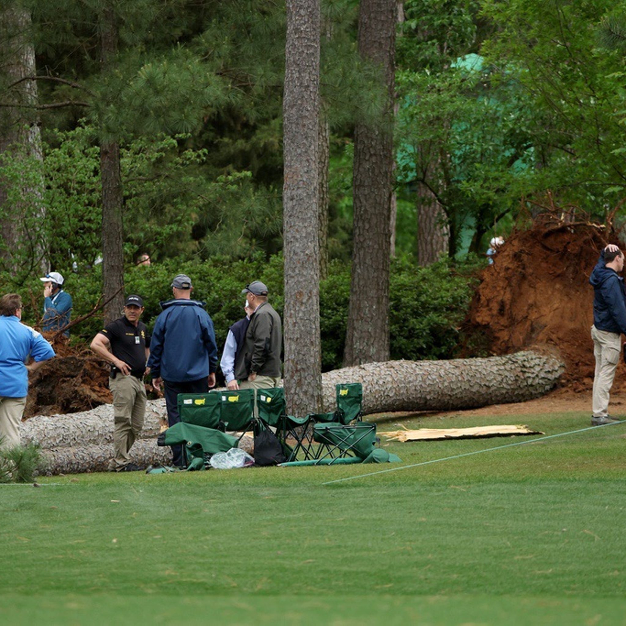 Masters leaderboard: Play suspended as huge tree falls to the