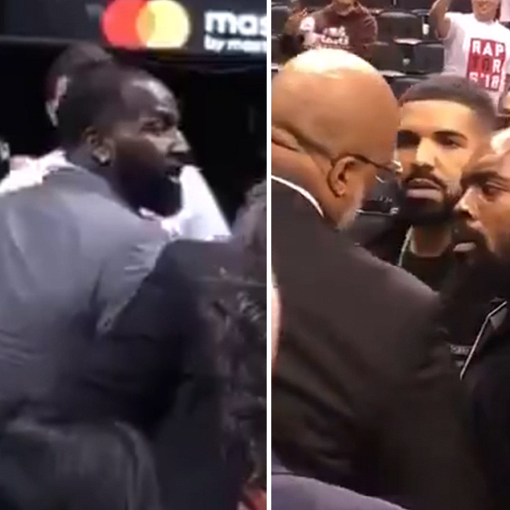 Drake left steaming after words with Cavaliers centre Kendrick Perkins in  playoff loss