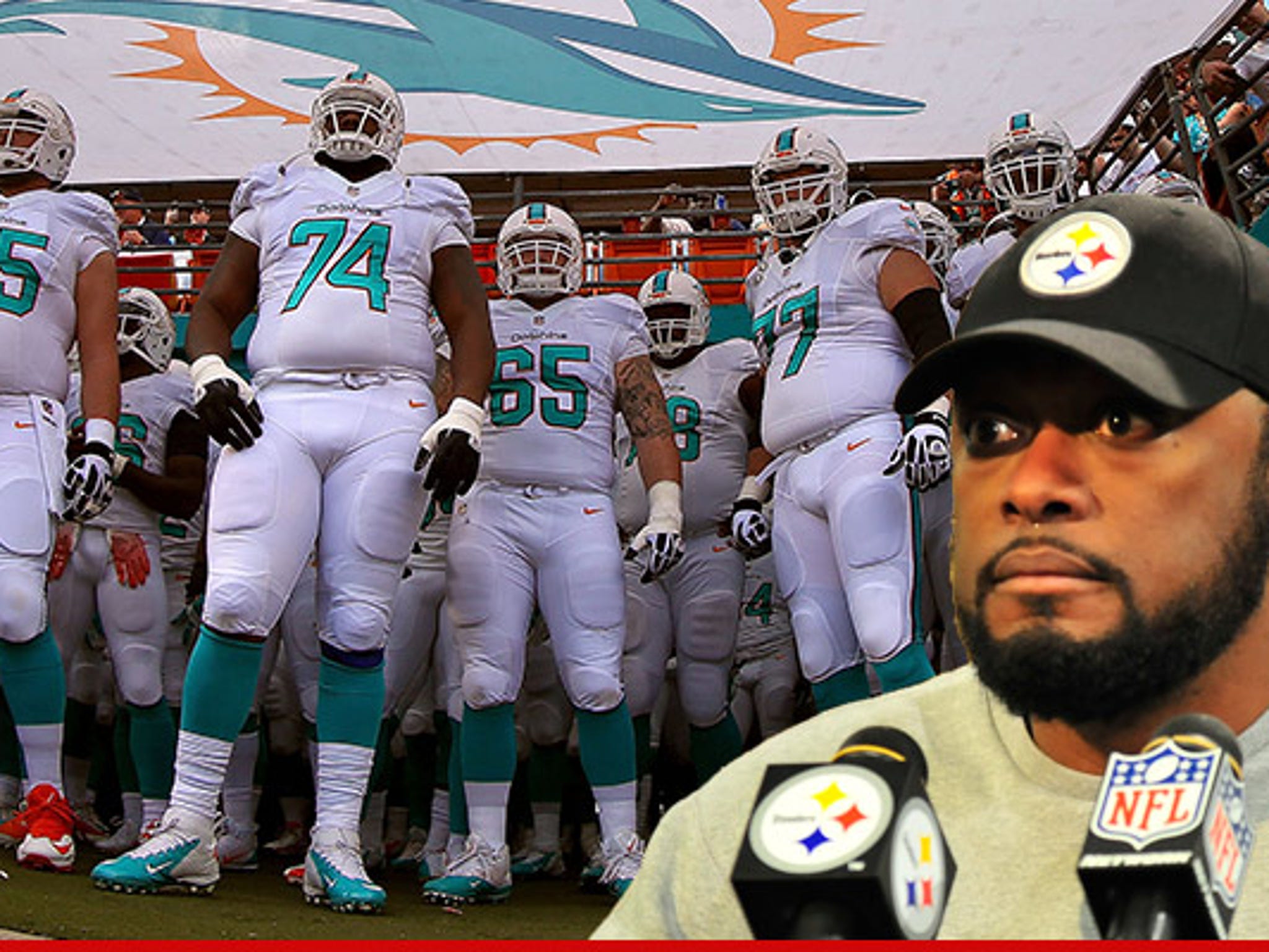 Steelers Coach Mike Tomlin -- THREATENED by Dolphins Players ... We'll Run  His Ass Over