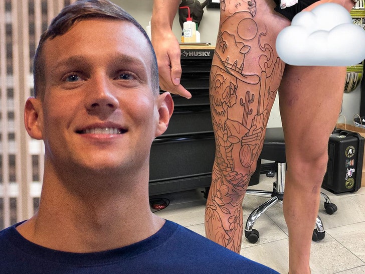 Caeleb Dressel's leg tattoo